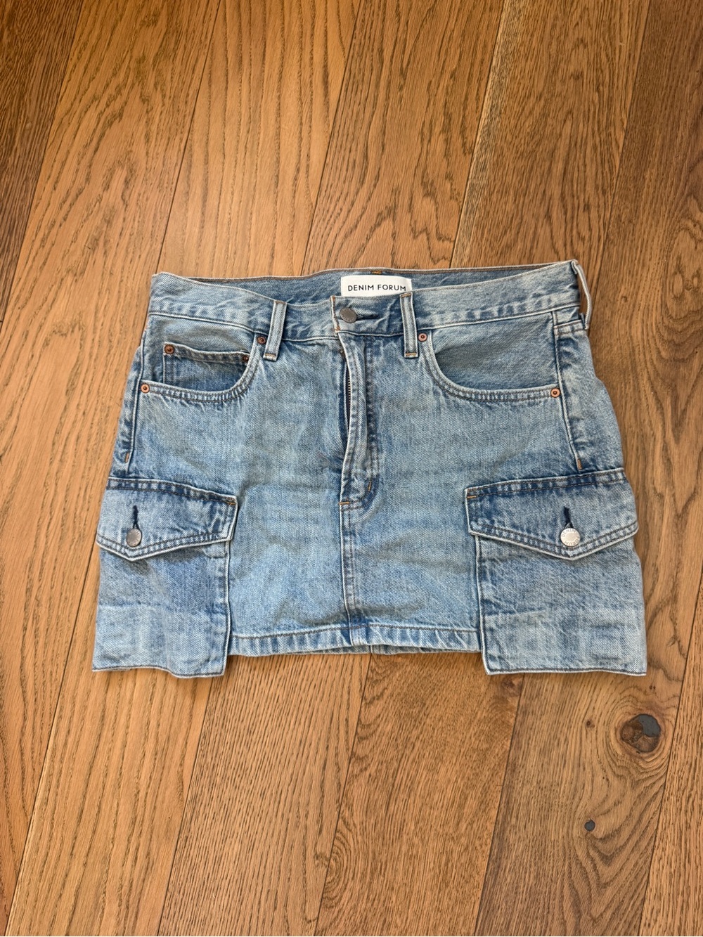 Aritzia Denim Forum The ‘90s Cargo Mini Denim Skirt in Light Blue